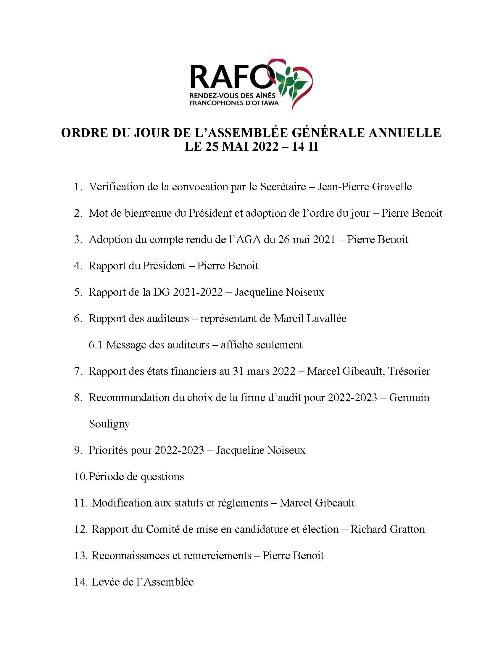Ordre du jour